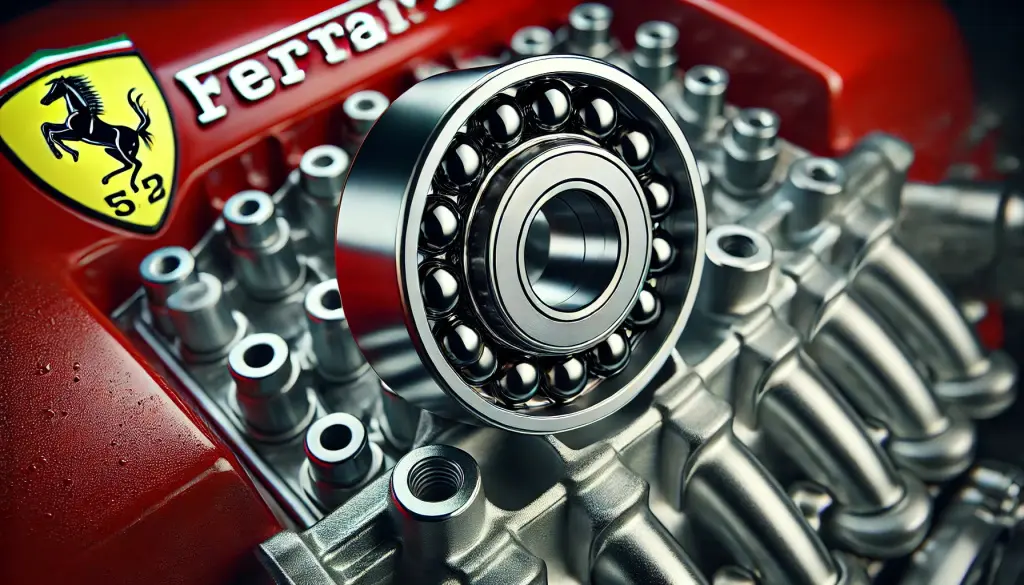 Ultra-realistic macro photograph of a silicon nitride ceramic bearing installed inside a Ferrari engine component. The bearing is partially embedded i.jpg Ultra-realistic macro photograph of a silicon nitride ceramic bearing installed inside a Ferrari engine component. The bearing is partially embedded i.jpg