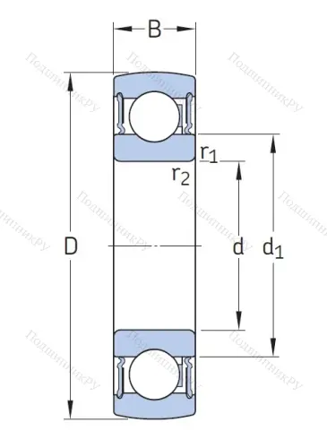 Однорядный шариковый подшипник 1726306-2RS 1 от производителя  SKF