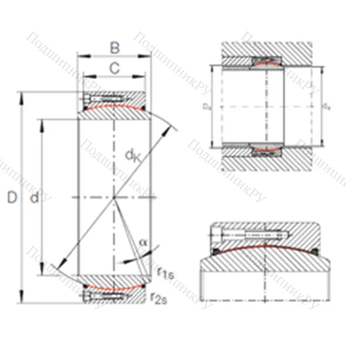 Подшипник скольжения сферический GE 420 DW-2RS 2