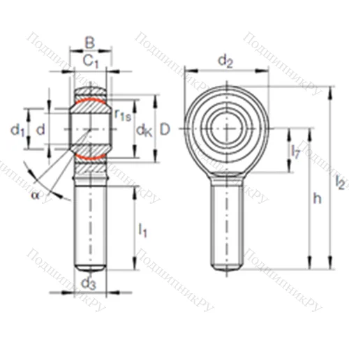 Подшипник скольжения сферический GAKL 22 PW