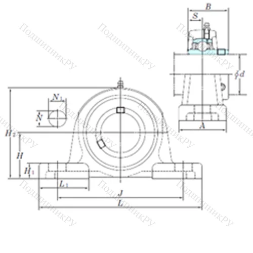 Подшипниковый узел шариковый радиальный UCP 207-21