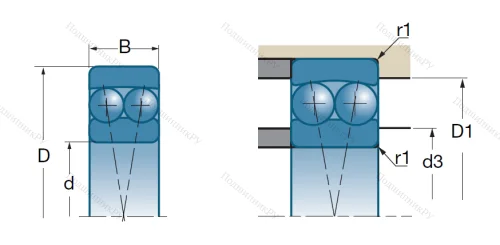Двухрядный шариковый подшипник 1309 от производителя  SNR