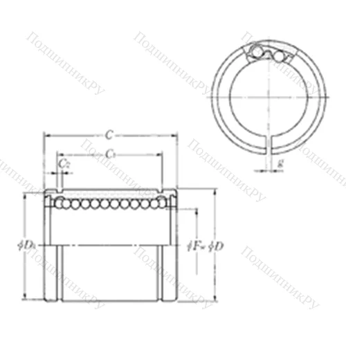 Подшипник шариковый линейный KLM 25S