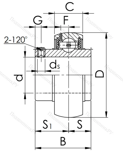 Корпусный подшипник UC 214 (480214 ГОСТ) в Смоленске