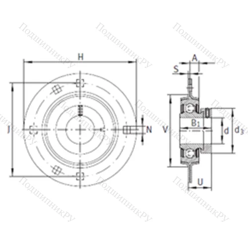 Подшипниковый узел шариковый радиальный RA 25