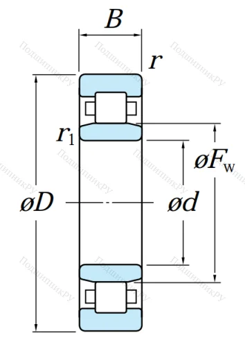 Роликовый цилиндрический подшипник NU 2216 от производителя  KOYO