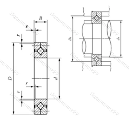 Подшипник роликовый упорно-радиальный с четырехточечным контактом CRB 9016 UU
