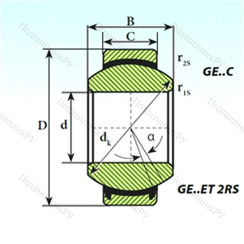 Подшипник скольжения сферический GE 80 ET 2RS