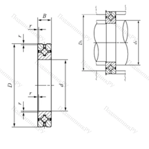 Подшипник роликовый упорно-радиальный с четырехточечным контактом CRBH 7013 A UU