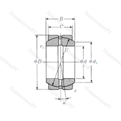 Подшипник скольжения сферический 22FSF 37