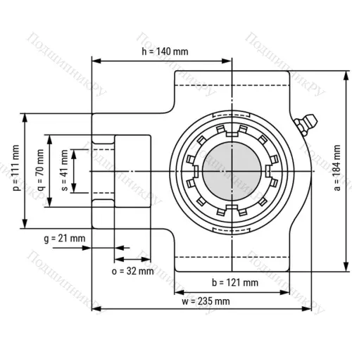 Подшипниковый узел UKT 216+H 2316 - Вал: 70 мм от производителя  LPZ