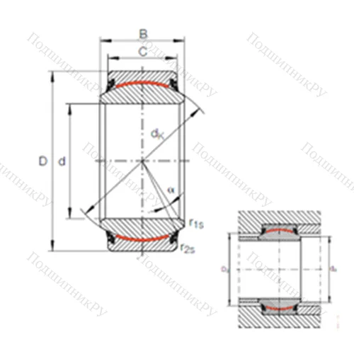 Подшипник скольжения сферический GE 30 UK-2RS