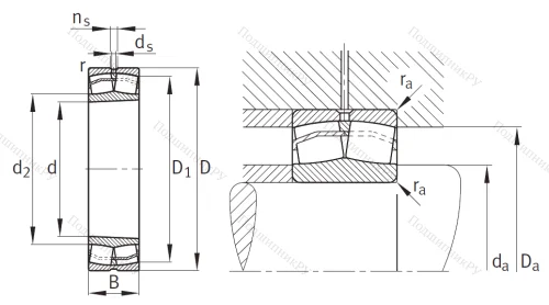 Сферический роликовый подшипник с конической посадкой на вал 22220 E 1 XL K от производителя  FAG