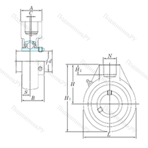 Подшипниковый узел шариковый радиальный UCHA 209-27 от производителя  KOYO