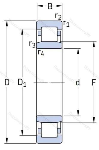 Роликовый цилиндрический подшипник NU 1022 M/C 3 от производителя  SKF