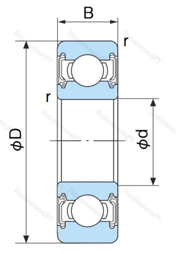 Однорядный шариковый подшипник 6312 2NSE от производителя  NACHI