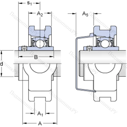 Натяжные подшипниковые узлы типа Y (литой корпус, крепление стопорными винтами) TU 7/8 TF