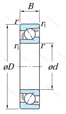 Однорядный шариковый подшипник 7204 B от производителя  KOYO