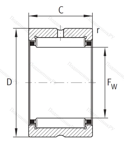 Игольчатый подшипник NK 22/20 XL от производителя  INA