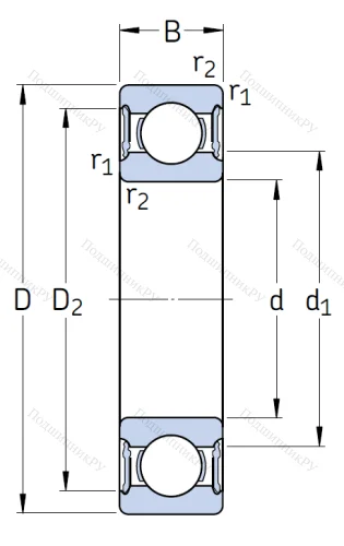 Однорядный шариковый подшипник 6308 2RS 1/C 3 от производителя  SKF