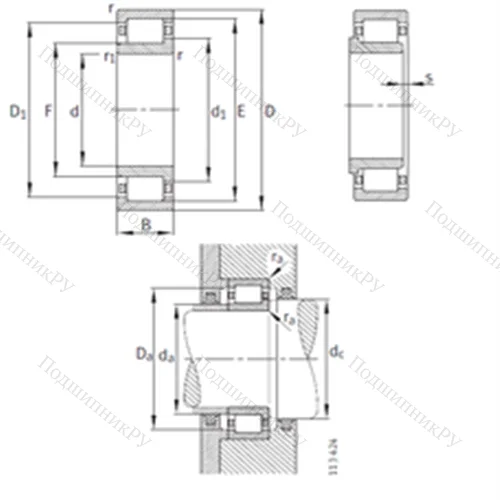Подшипник роликовый радиальный NJ 334-E-M 1