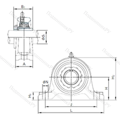 Подшипниковый узел шариковый радиальный UKIP 211+H 2311