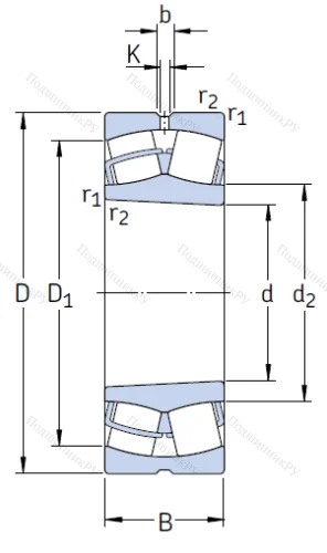 Сферический роликовый подшипник с конической посадкой на вал 22211 EK/C 3 от производителя  SKF