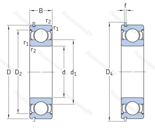 Однорядный шариковый подшипник 6308 DDU NR от производителя  NSK