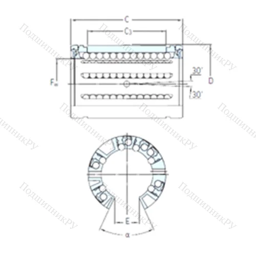 Подшипник шариковый линейный LBCF 20 A