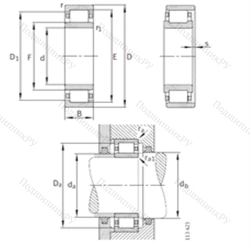 Подшипник роликовый радиальный NU 2248-EX-M 1