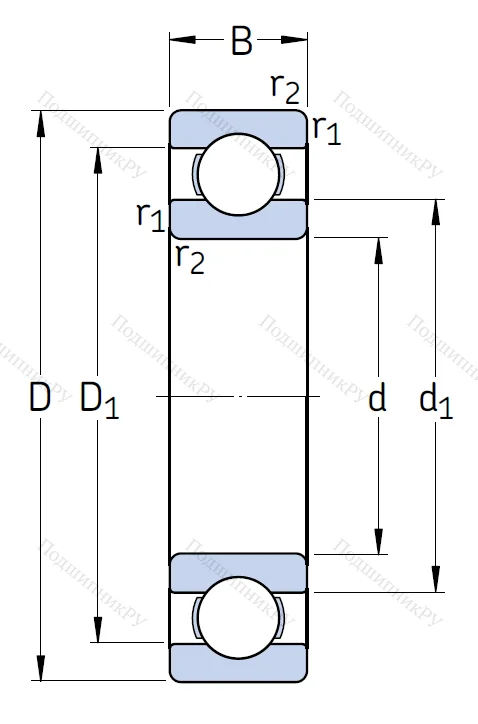 Однорядный шариковый подшипник 6307 C 3