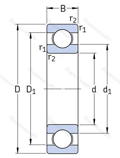 Однорядный шариковый подшипник W 61800