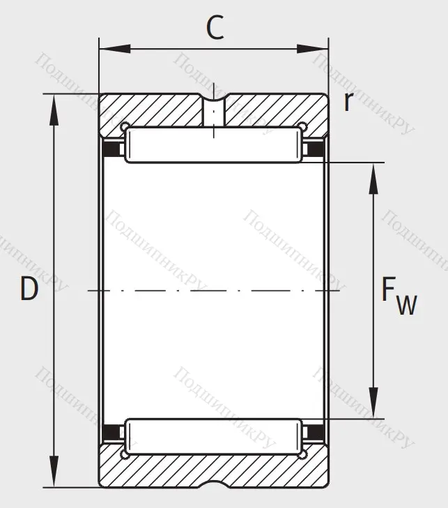 Игольчатый подшипник NK 22/16 XL
