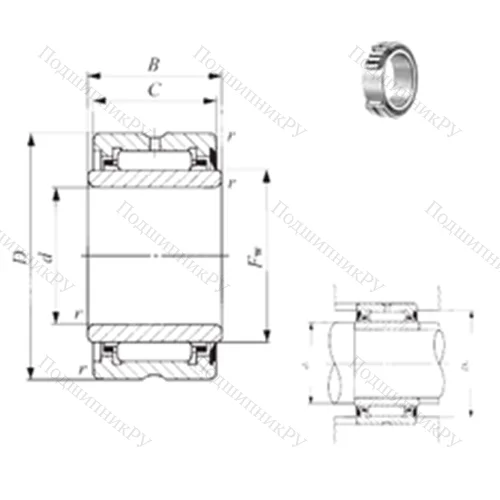 Подшипник игольчатый радиальный NA 69/22U от производителя  IKO