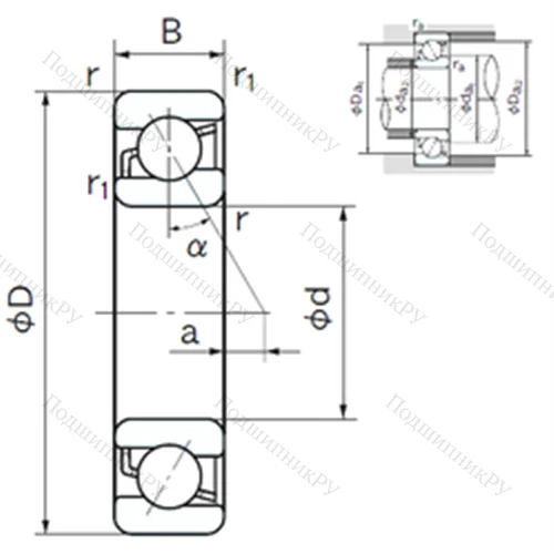 Подшипник шариковый радиально-упорный 7236C