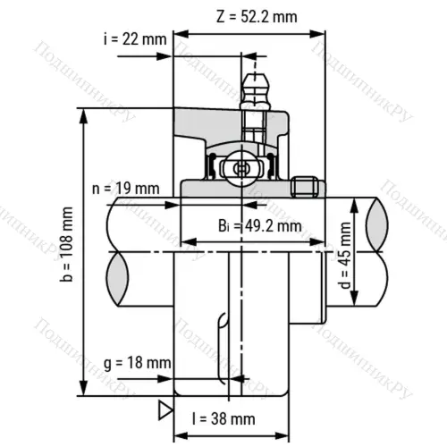 Подшипниковый узел SSUCFL 209 - Вал: 45 мм от производителя  LPZ