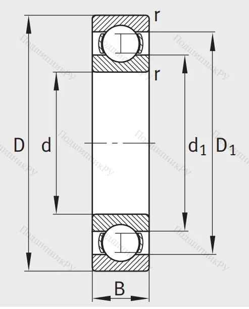 Однорядный шариковый подшипник 6226