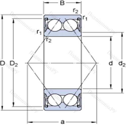 Двухрядные радиально-упорные шарикоподшипники 3311 A-2RS 1 от производителя  SKF
