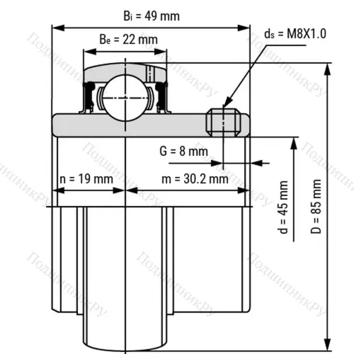 Радиальный шарикоподшипник из нержавеющей стали SS UC 209 - Вал 45мм от производителя  LPZ