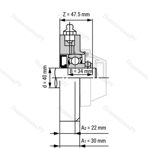 Подшипниковый узел WP-SSBF 208 - Вал: 40 мм