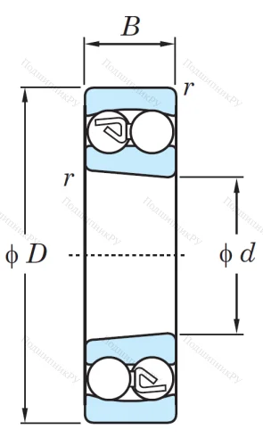 Двухрядный шариковый подшипник 1309 K от производителя  KOYO