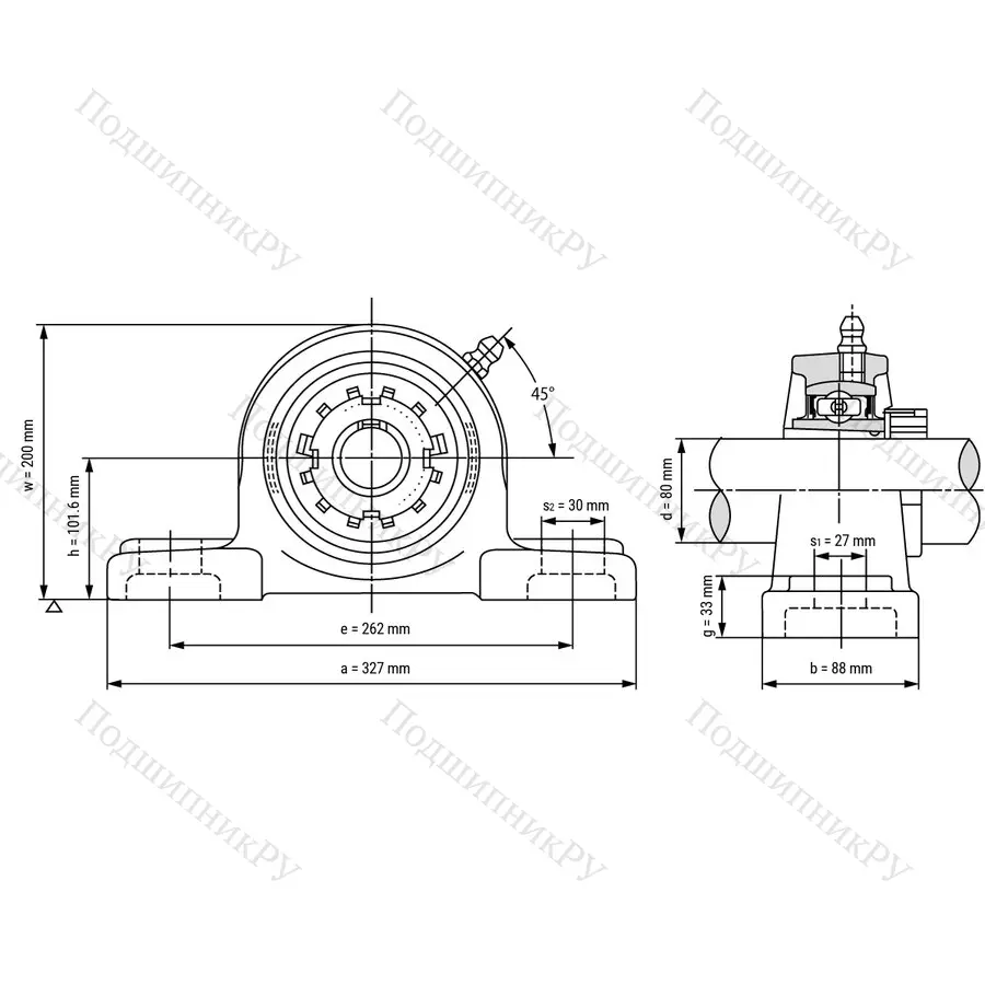 Подшипниковый узел UKP 218 - Вал: 80 мм