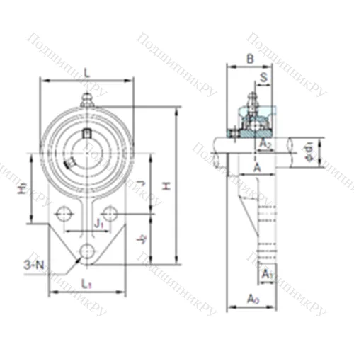 Подшипниковый узел шариковый радиальный UCFK 201