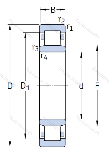 Роликовый цилиндрический подшипник NU 322 ECM/C 3 от производителя  SKF