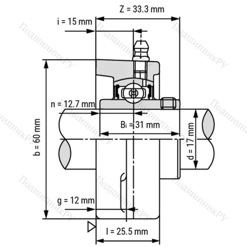 Подшипниковый узел SSUCFL 203 - Вал: 17 мм от производителя  LPZ