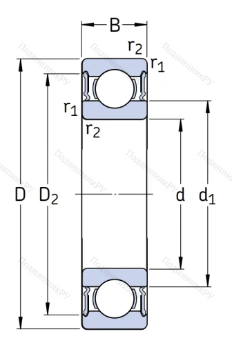Шариковый однорядный подшипник 180214 (6214 2RS) в Смоленске