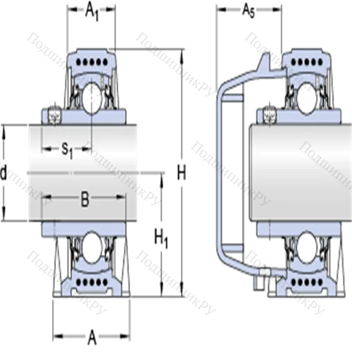 Стационарные подшипниковые узлы типа Y (литой корпус, крепление стопорными винтами) SYWK 25 YTA