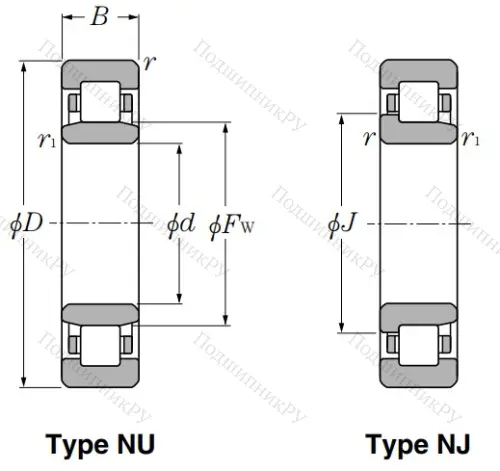 Роликовый цилиндрический подшипник NJ 211 C 3 от производителя  NTN