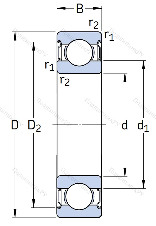 Однорядный шариковый подшипник 6306 2Z/C 4