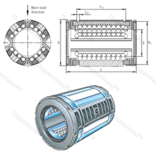 Подшипник шариковый линейный KS 25-PP